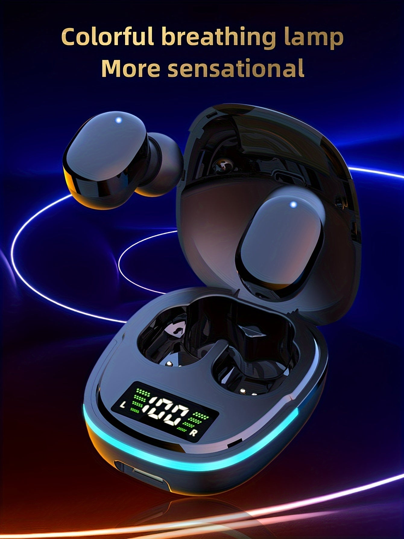 AeroWave 2024: Wireless Earbuds with Dynamic LED Display