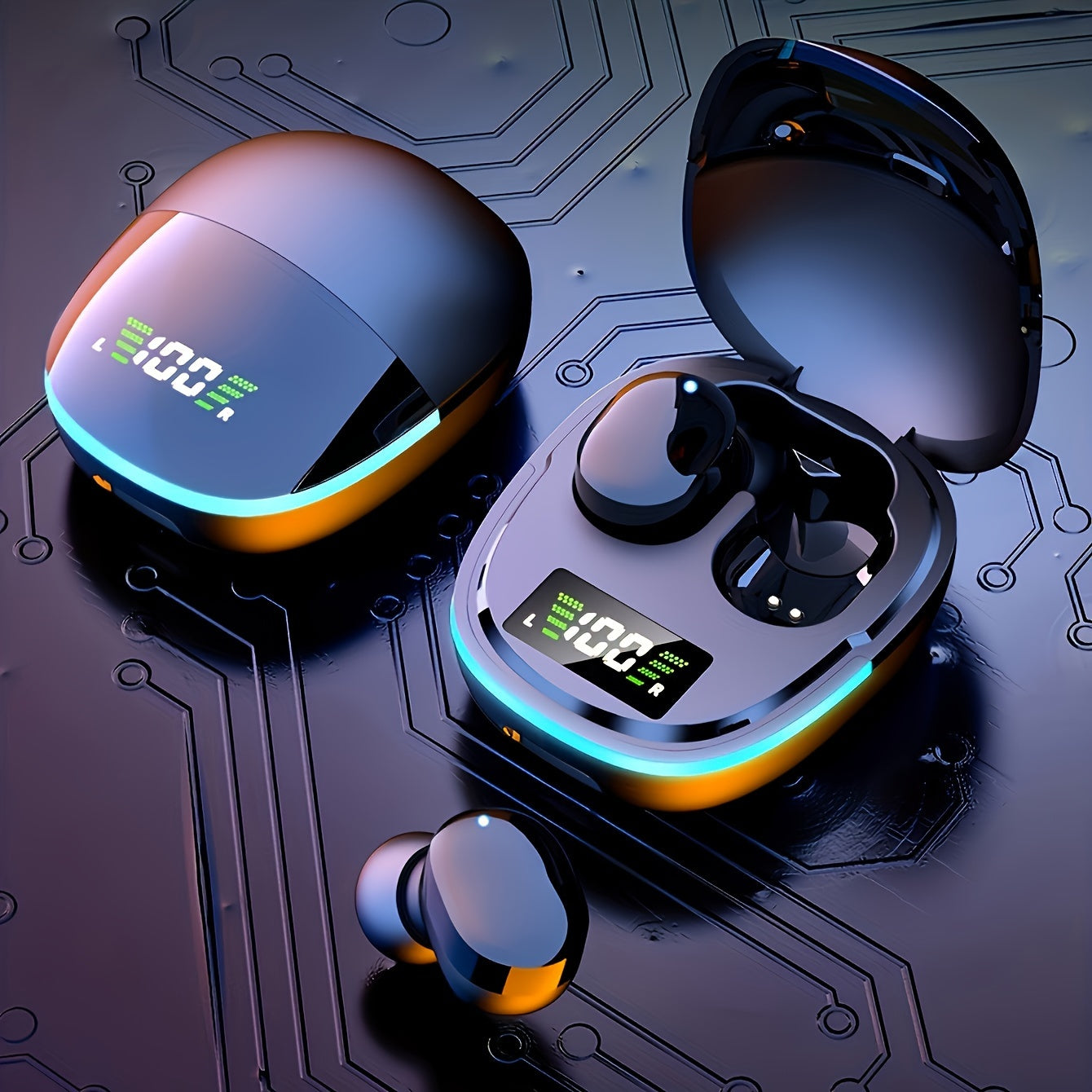 AeroWave 2024: Wireless Earbuds with Dynamic LED Display
