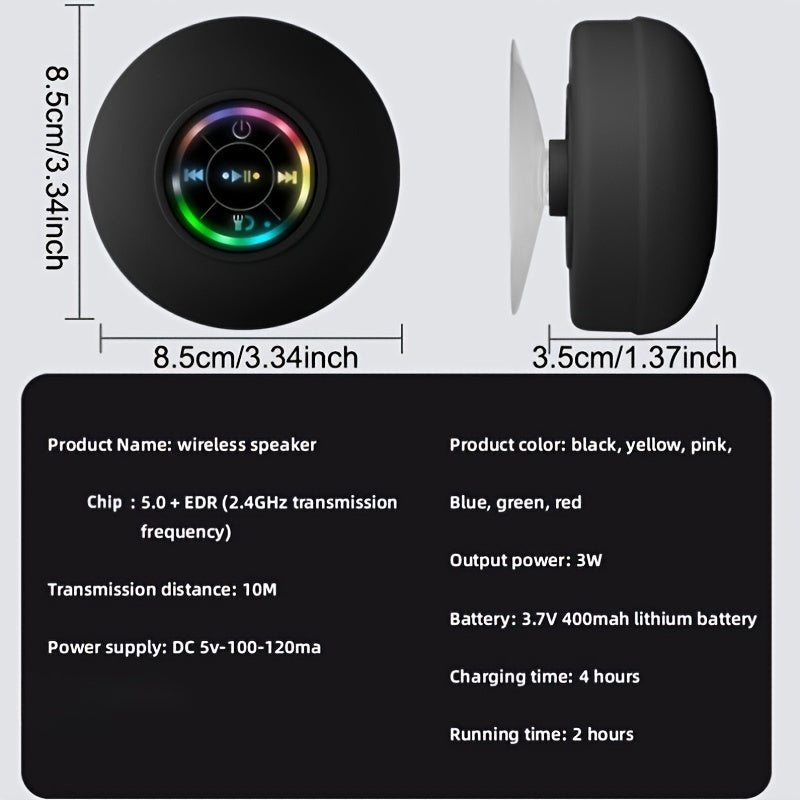 SplashTune: Portable Waterproof Wireless Speaker with Suction Cup