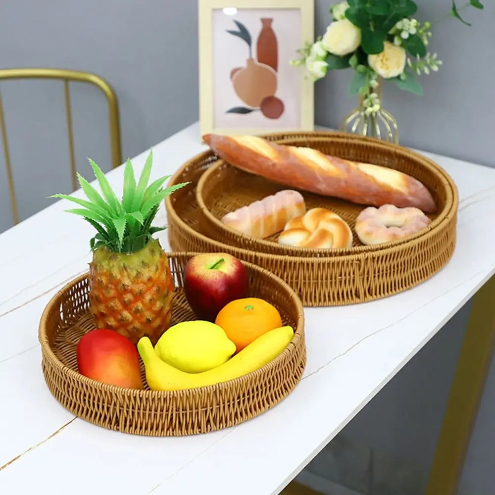 Harvest Haven Rattan-Style Tray