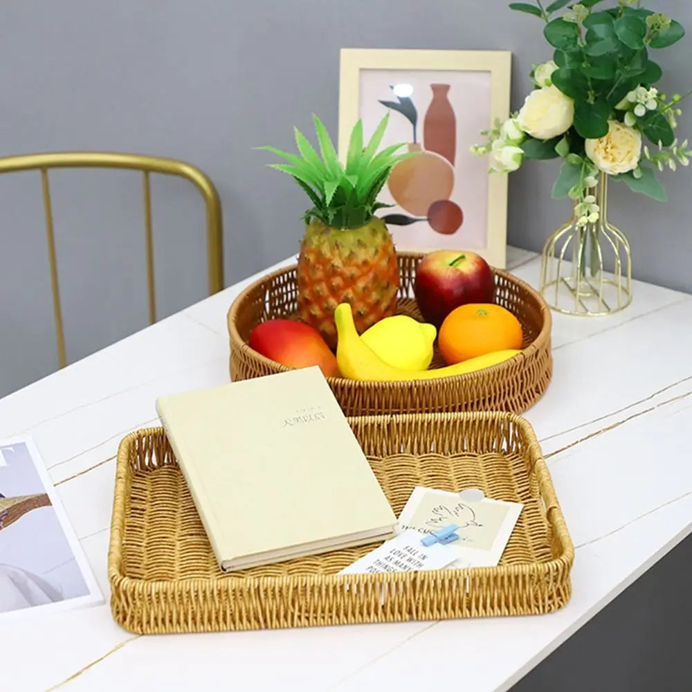 Harvest Haven Rattan-Style Tray