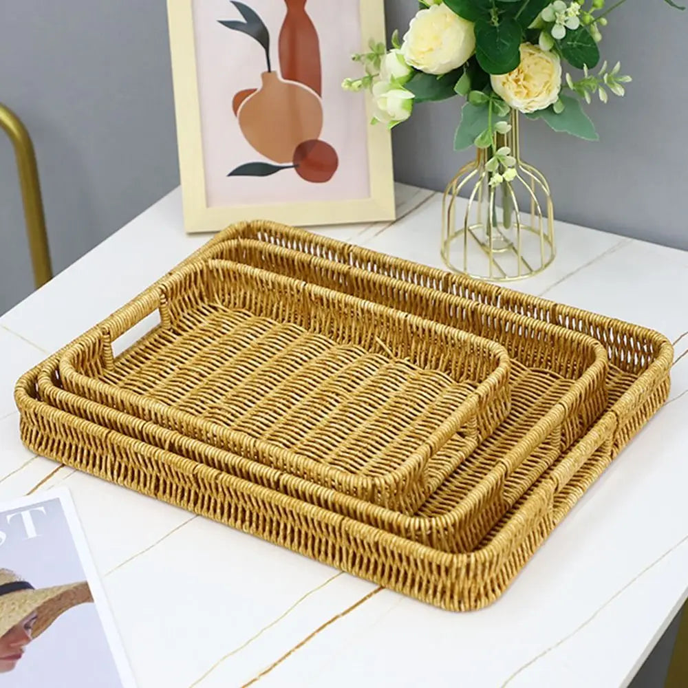 Harvest Haven Rattan-Style Tray