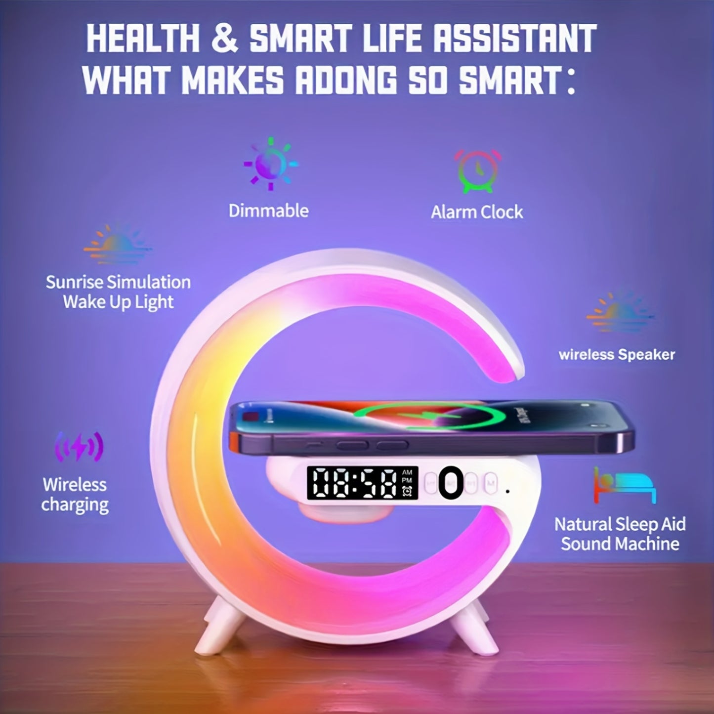 Sunrise Symphony: Wireless Speaker & Alarm Clock Combo
