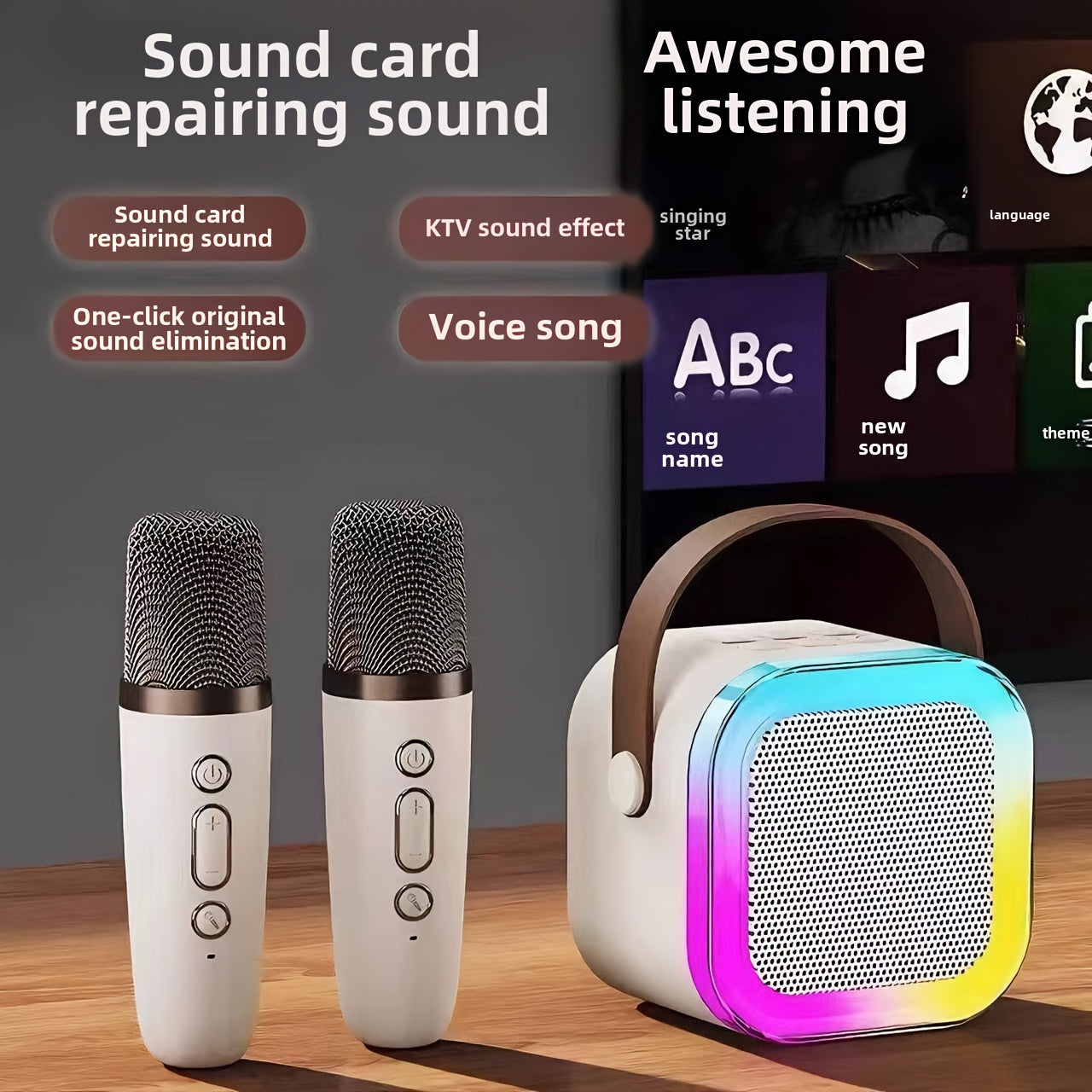 SingAlong Mini Karaoke Machine: Portable Fun with Dual Wireless Mics