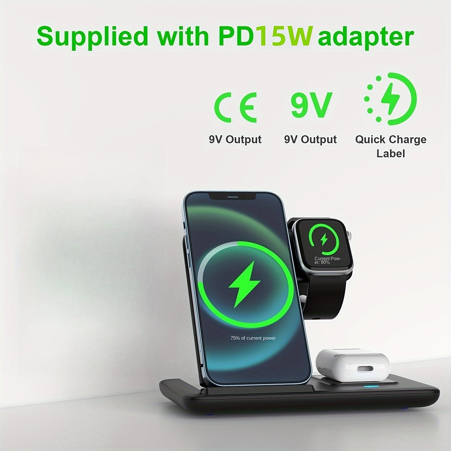 TriCharge Pro: 3-in-1 Folding Wireless Charging Station