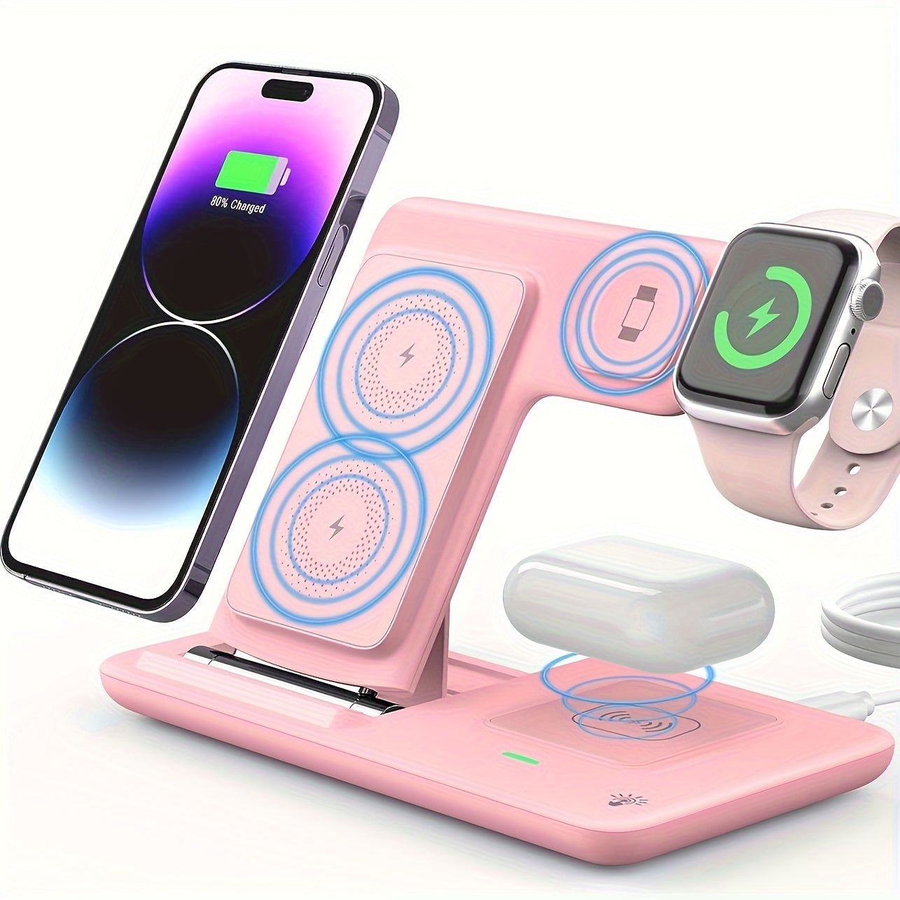 TriCharge Pro: 3-in-1 Folding Wireless Charging Station