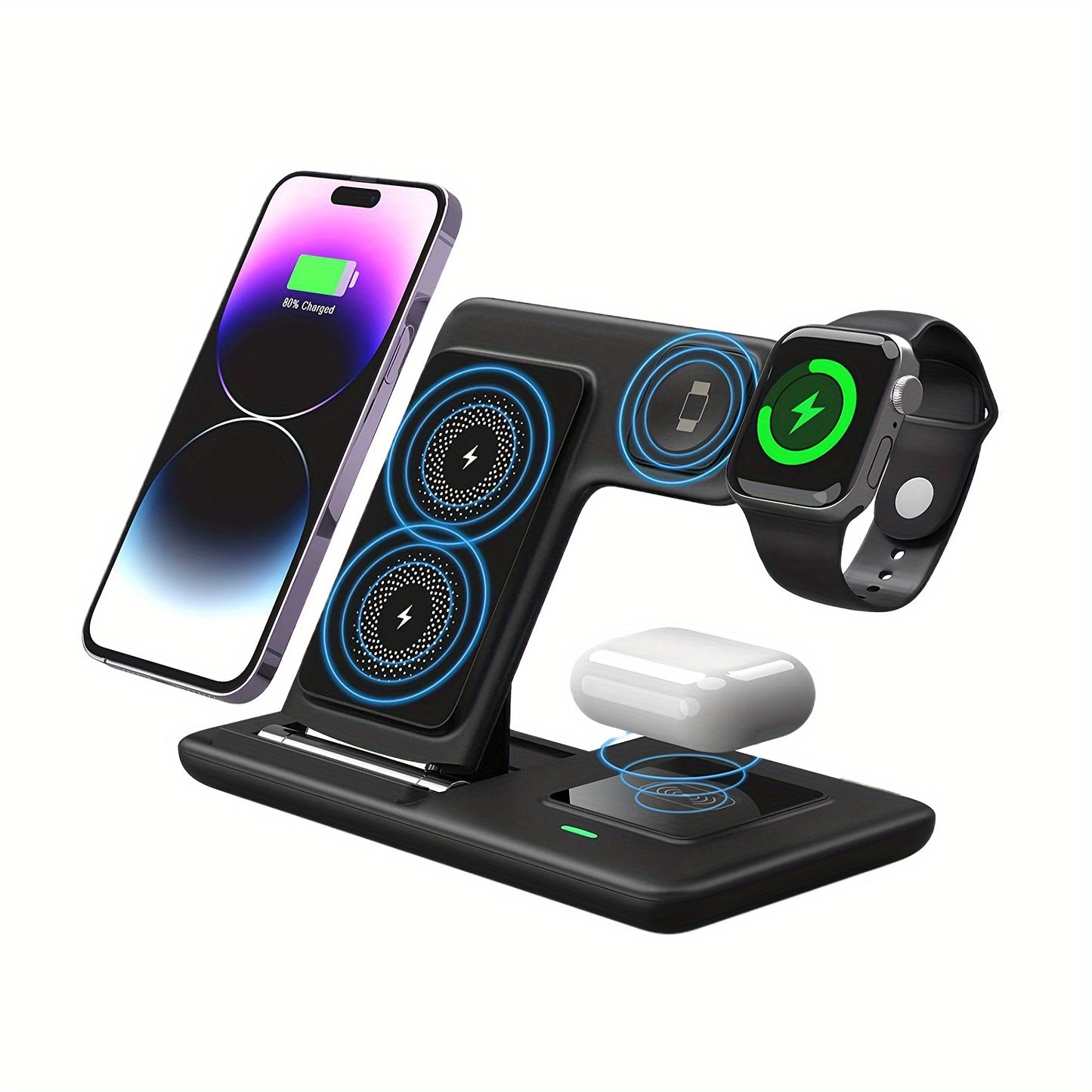 TriCharge Pro: 3-in-1 Folding Wireless Charging Station