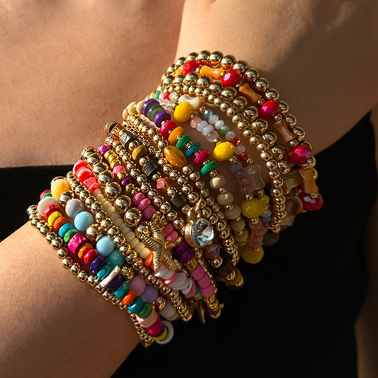 Boho Bliss Bracelet Set: 18-Piece Handcrafted Collection